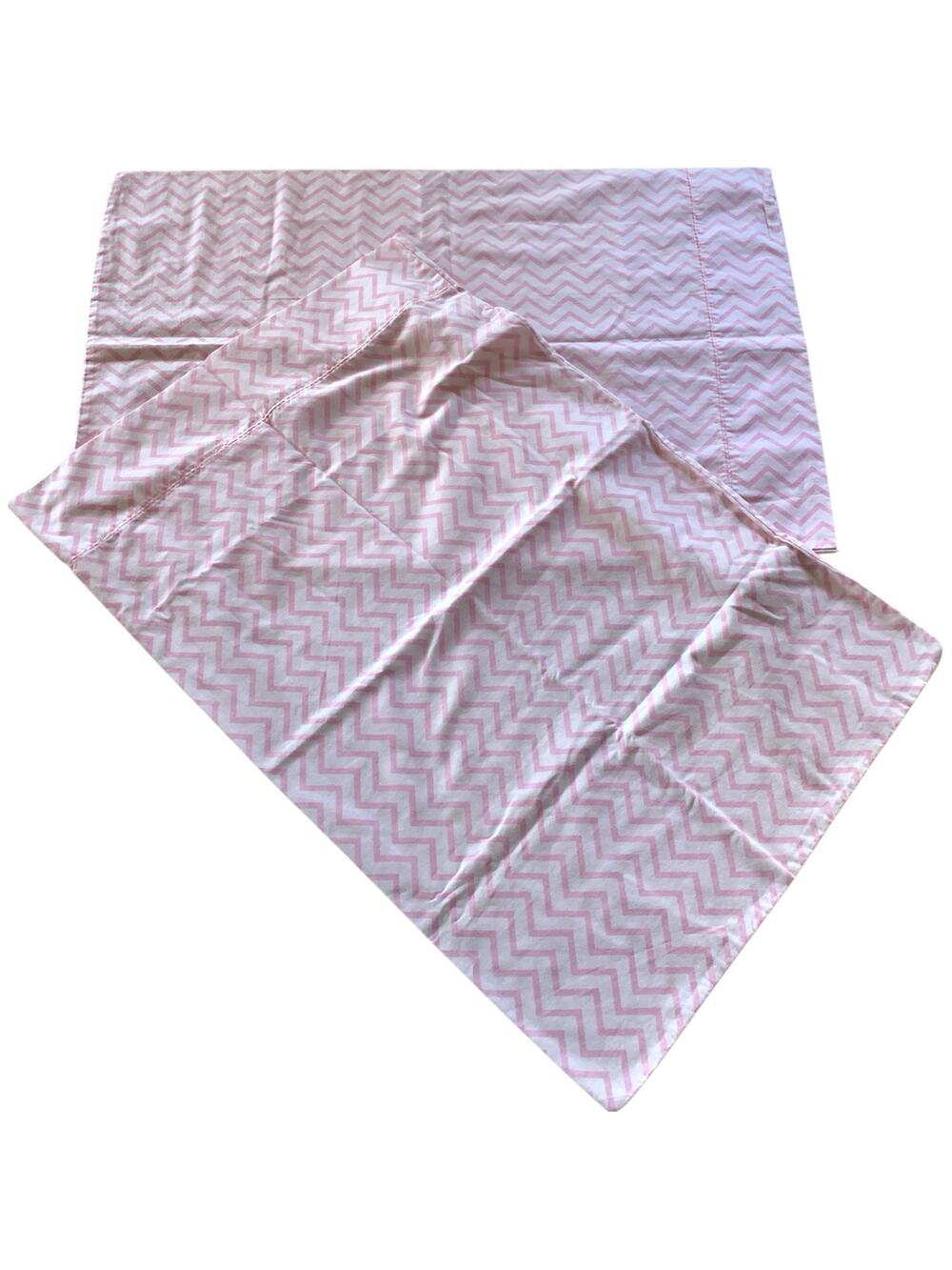 Set of 2 Circo Pillowcases Standard Queen  Pink White Zig Zag Chevron Stripe